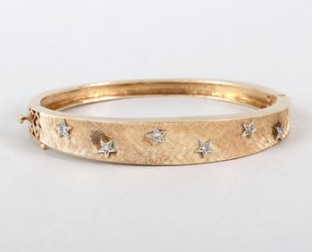 Gold Bangle with Diamonds