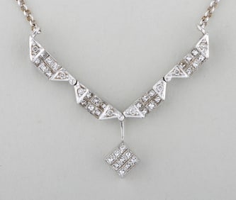 Convertible 14k White Gold Diamond Pendant Necklace