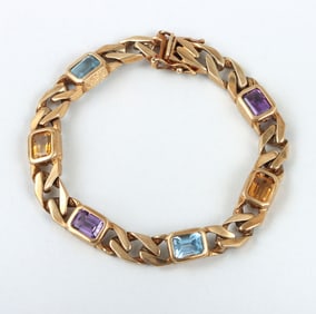 14k Gold Bracelet with Semi-Precious Stones