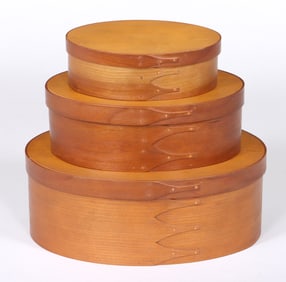 Set of (3) Shaker Nesting Oval Pantry Boxes