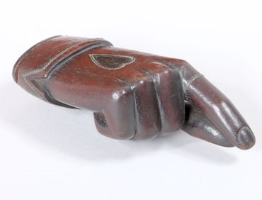 Folk Art Carved Hand-Form Snuff Box