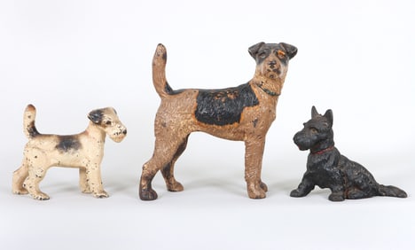 Group of (3) Terrier Dog Doorstops