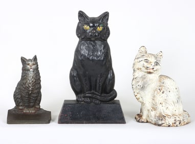 Group of (3) Sitting Cat Doorstops