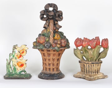 Group of (3) Fruit and Flower Doorstops
