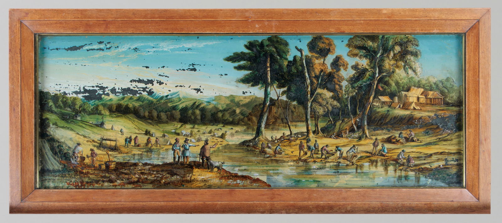 California Gold Rush Reverse-Painted Glass Panel (1 of 13)