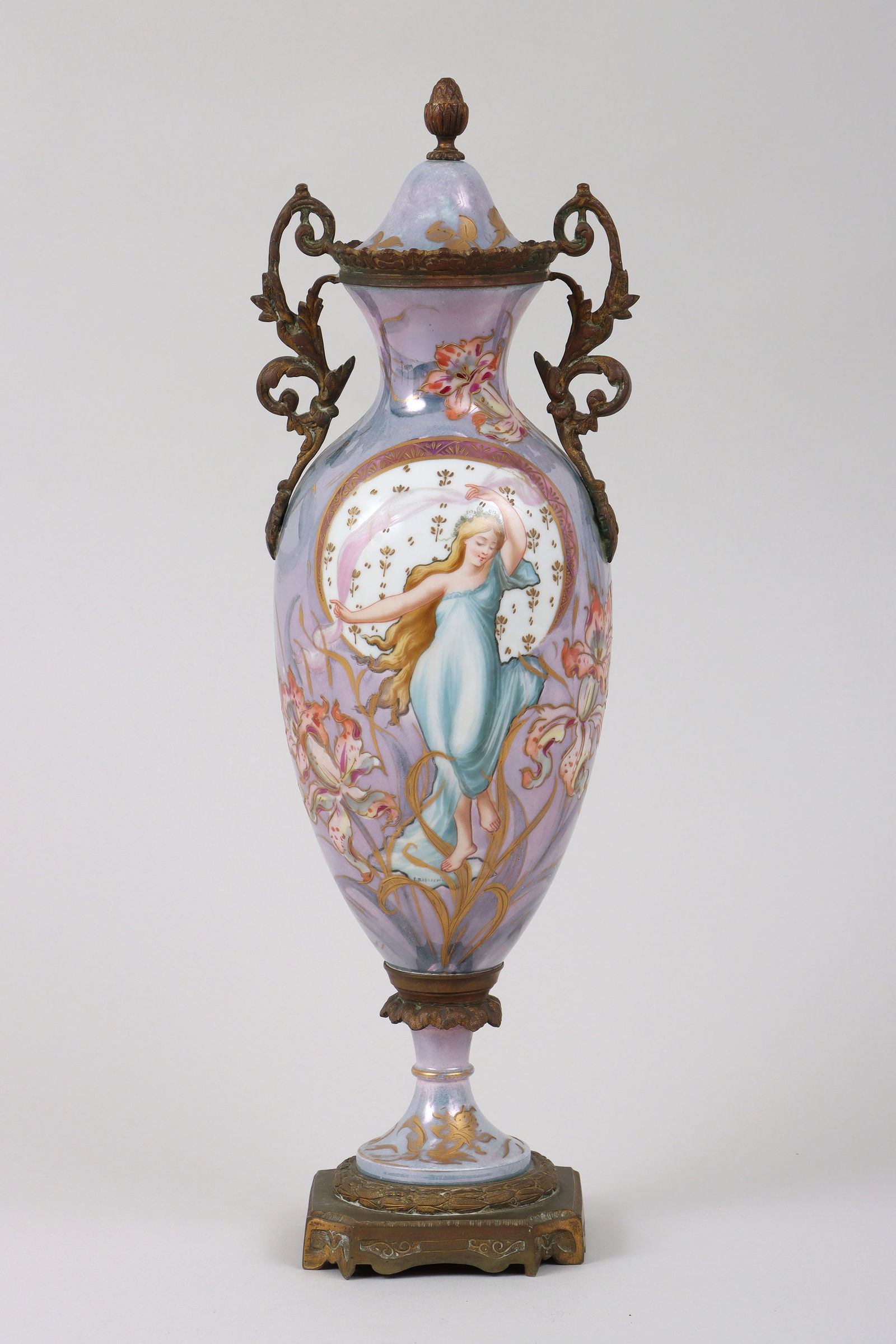 Sevres Art Nouveau Bronze-Mounted Porcelain Covered Urn (1 of 10)