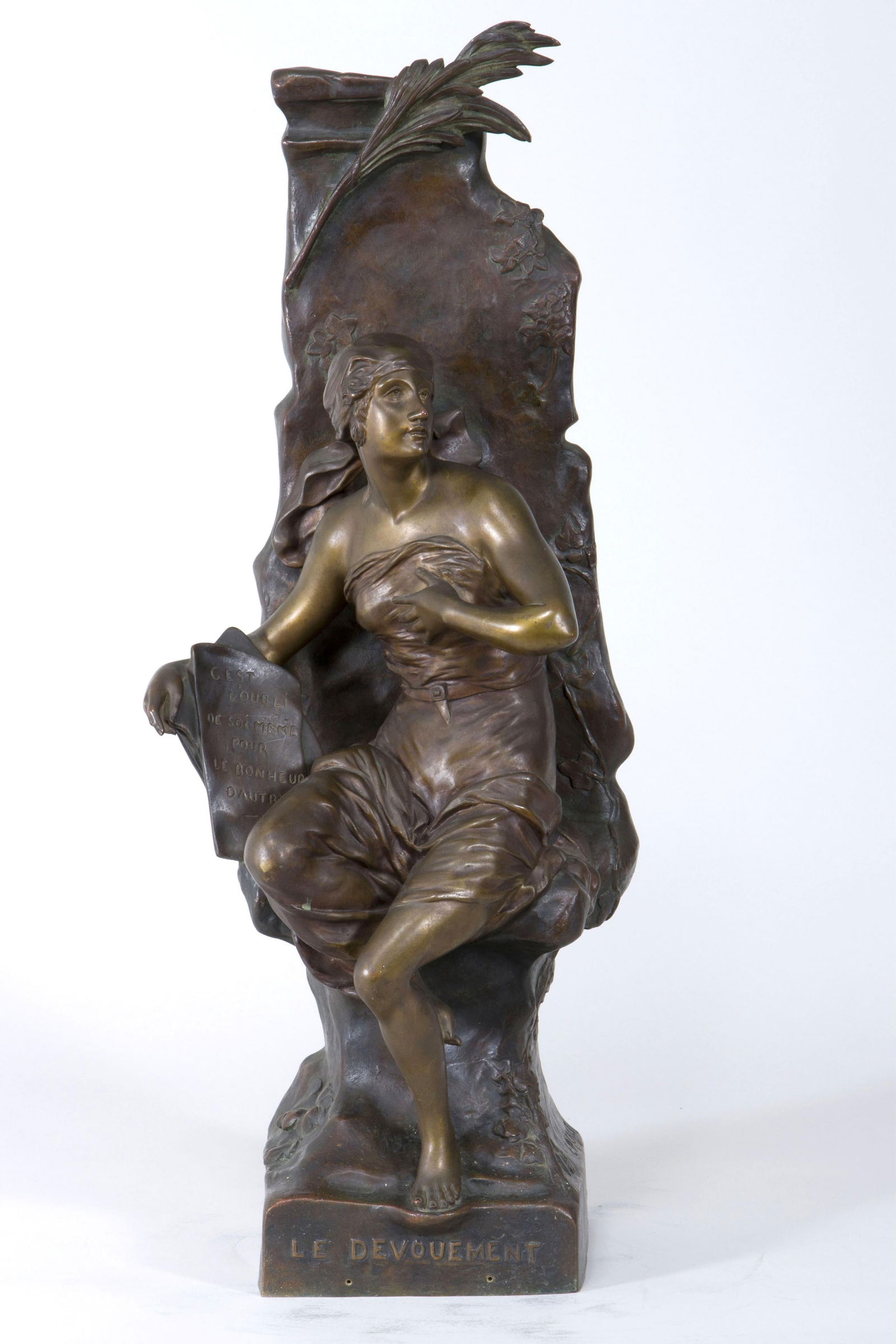 Emile Louis Picault (French, 1833-1915): Emile Louis PicaultFrench, 1833-1915"Le Devouement"patinated bronzesigned "E. Picault", titled to front.Height 28 in. (71.1 cm.)