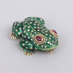 Attributed to David Webb, 18k Gold Frog