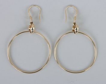 Pair of Gucci 18k Gold "Marina Chain" Hoop Earrings