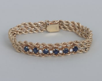 14k Bracelet with Diamonds and Sapphires