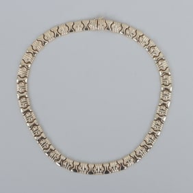 14k Gold Necklace with Shaped Chain Links