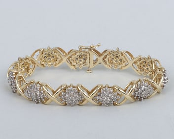 Diamond and 14k Gold "Hugs and Kisses" Bracelet