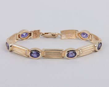 14k Gold Purple Sapphire Bracelet