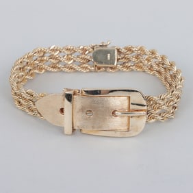 14k Gold Triple Rope Chain Bracele