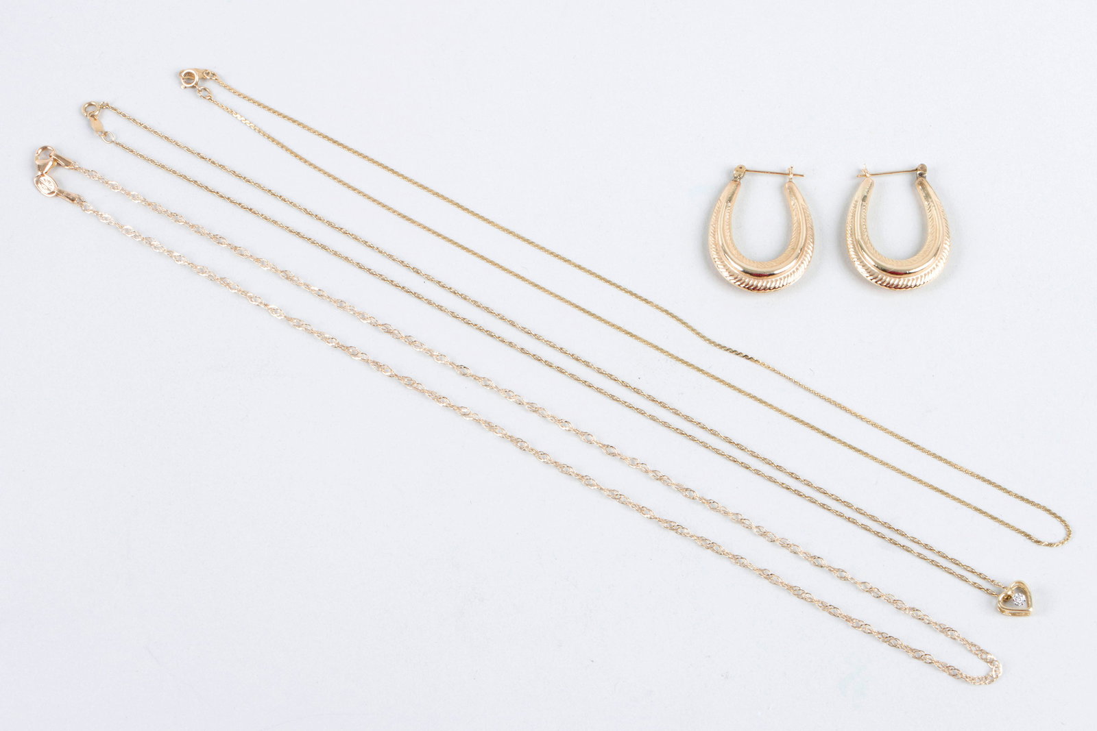 Group of (4) 14k Gold Necklaces and Earrings (1 of 13)