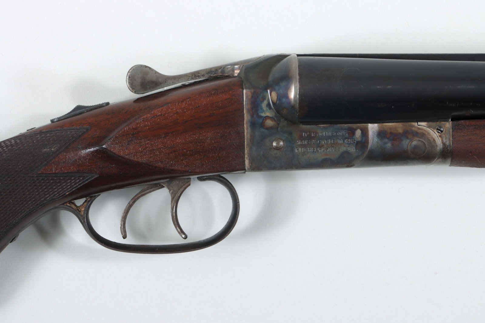Iver Johnson Hercules Grade Side x Side: Iver Johnson Hercules Grade Side x Side 12 Gauge The barrels measure 30" with excellent bores and are marked "F&M". The receiver retains about ninety-percent of its case colors; the right side has a "