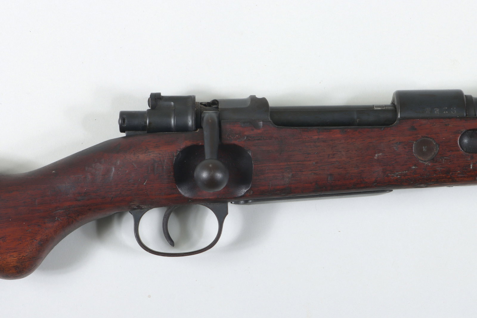 Karab 98b German Military Rifle Made by Simson: Rare Karab 98b German Military Rifle Made by Simson, in 8mm The barrel measures 29" with a flat tangent leaf rear sight and raised blade front. The bore is clean with strong rifling. The numbers all m
