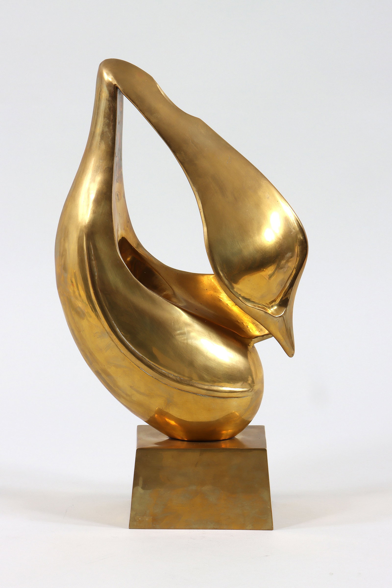 Kirill Bergart, Modernist Sculpture: Kirill Bergart, Modernist Sculpture, polished brass with monogram/cipher signature on base. 18 1/4 x 10 x 5 in. (46.4 x 25.4 x 12.7 cm.)