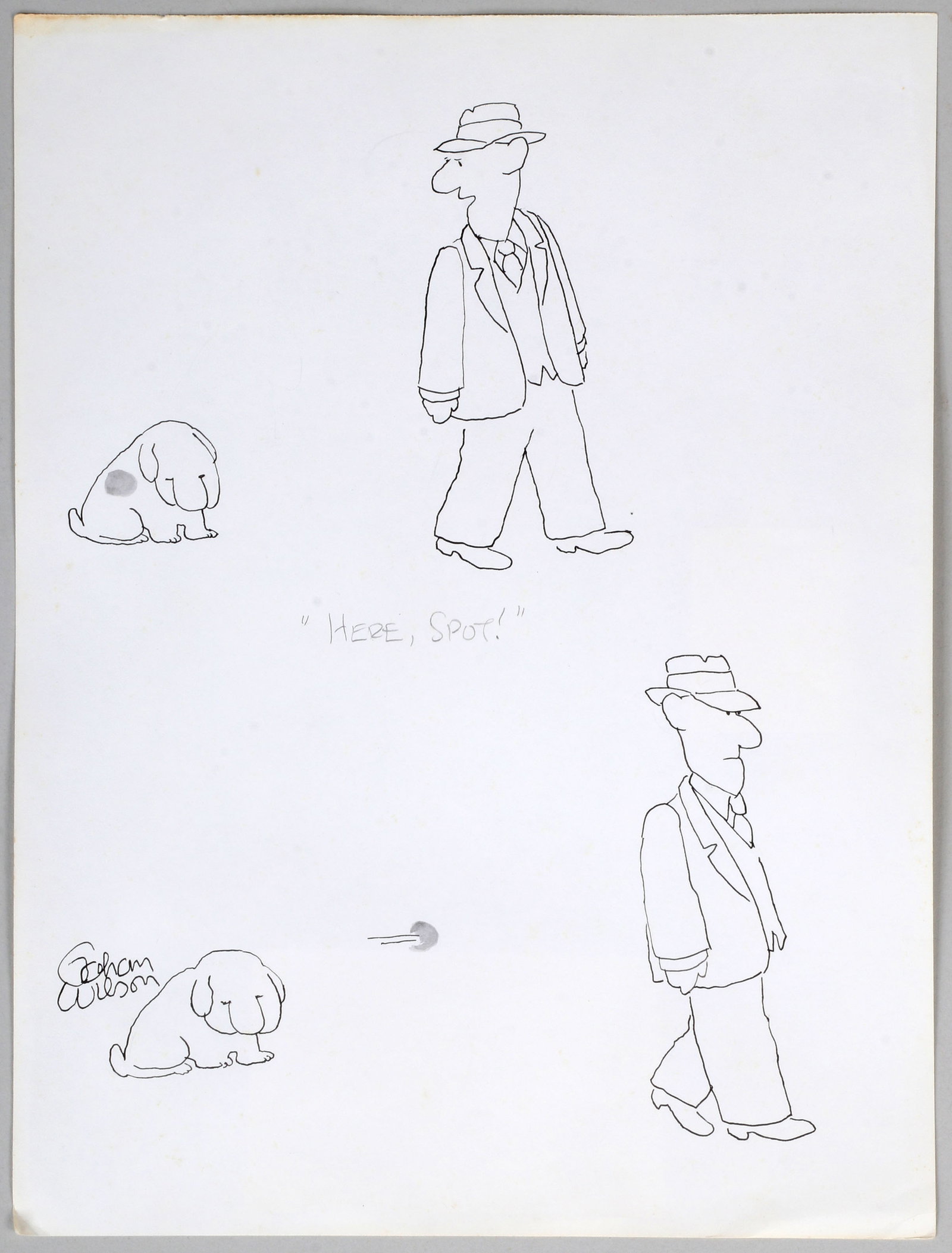 Gahan Wilson (American, 1930-2019): Gahan Wilson American, 1930-2019 "Here, Spot!" pen and ink on paper signed lower left. Unframed. Published: ''Gahan Wilson's Even Weirder'', Forge: New York, 1996. Sheet 12 x 9 in. (30.5 x