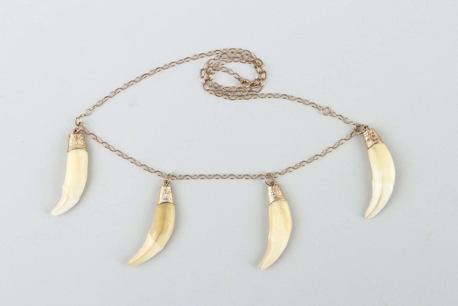 English 9k Gold Lion Teeth Necklace (1 of 7)