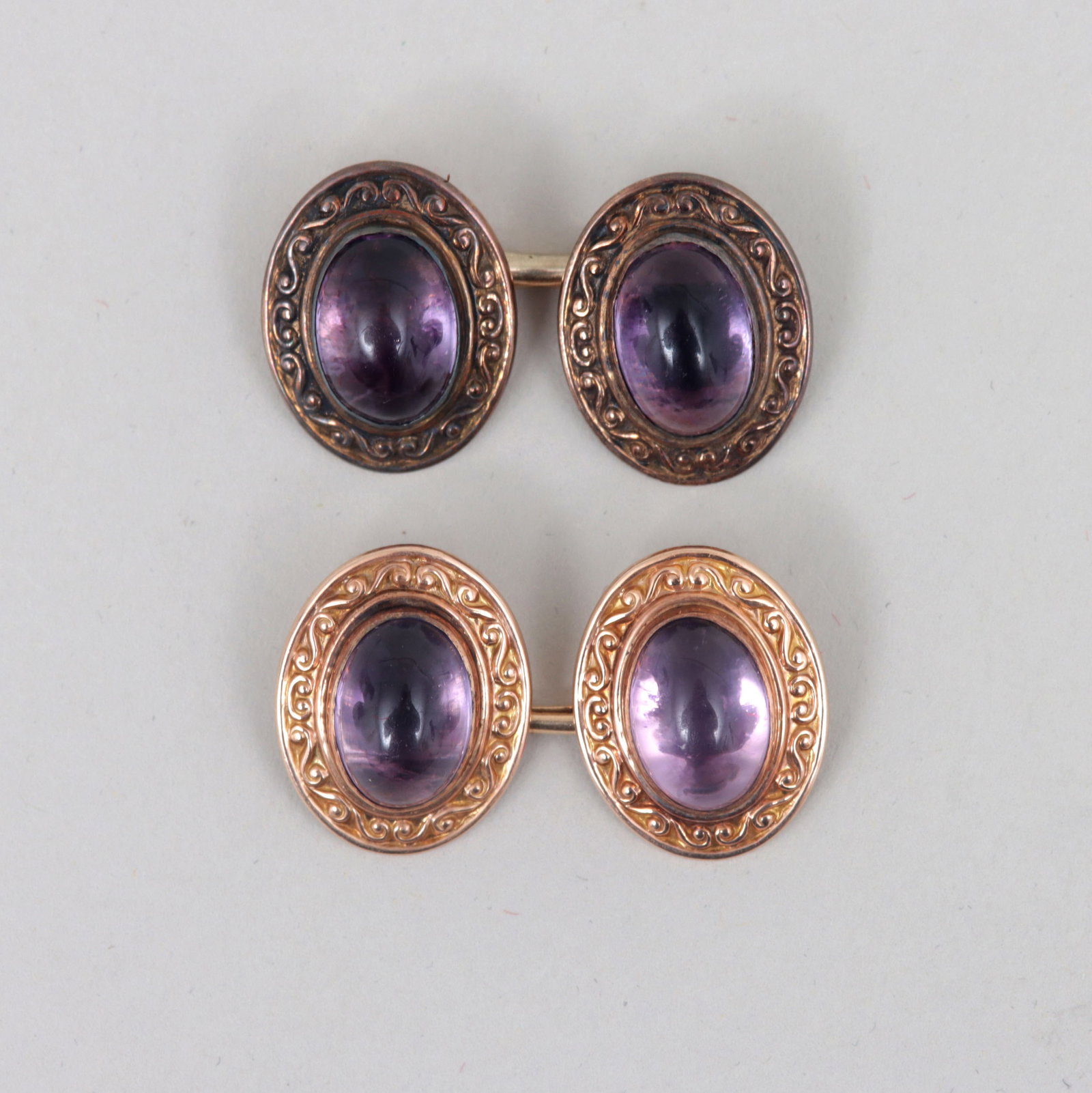 14k Gold Cufflinks with Amethyst Cabochons (1 of 3)