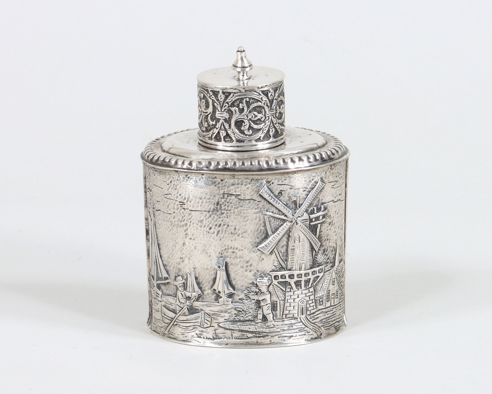 Dutch .833 Silver Repousse Tea Caddy (1 of 8)