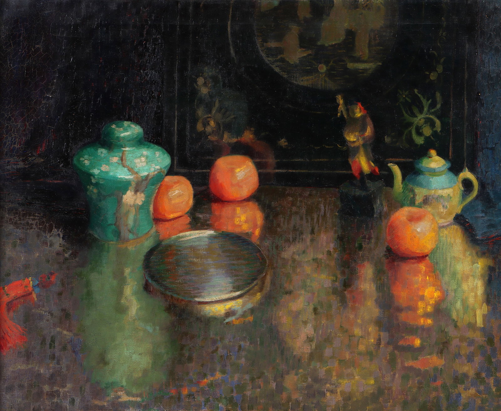 American School (20th Century): American School (20th Century), Still Life with Oranges, oil on canvas unsigned on recto, canvas verso appears to be indistinctly signed "H.M. Taylor", possibly Helen M. Taylor (American, 20th century