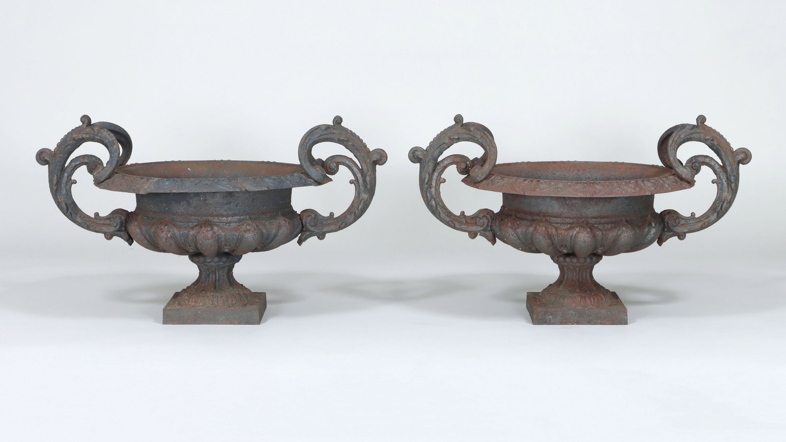 Pair of Cast Iron Footed Urns (1 of 10)