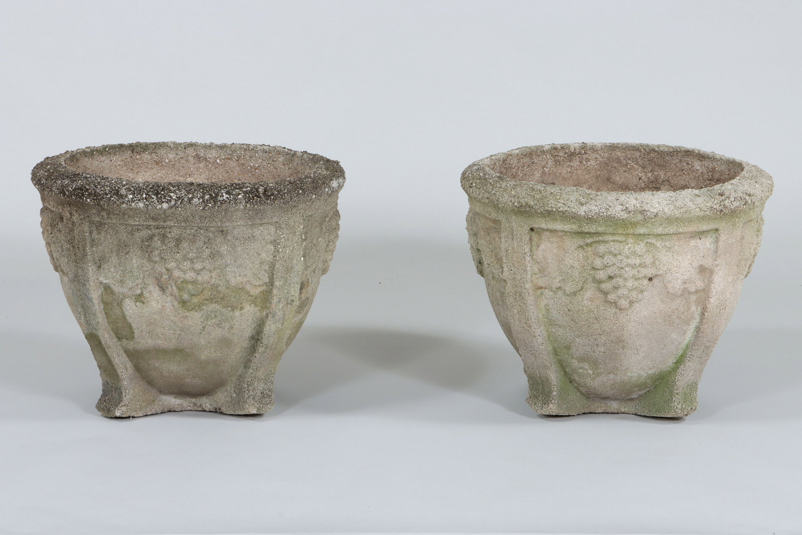 Pair of Round Cast Stone Planters (1 of 3)