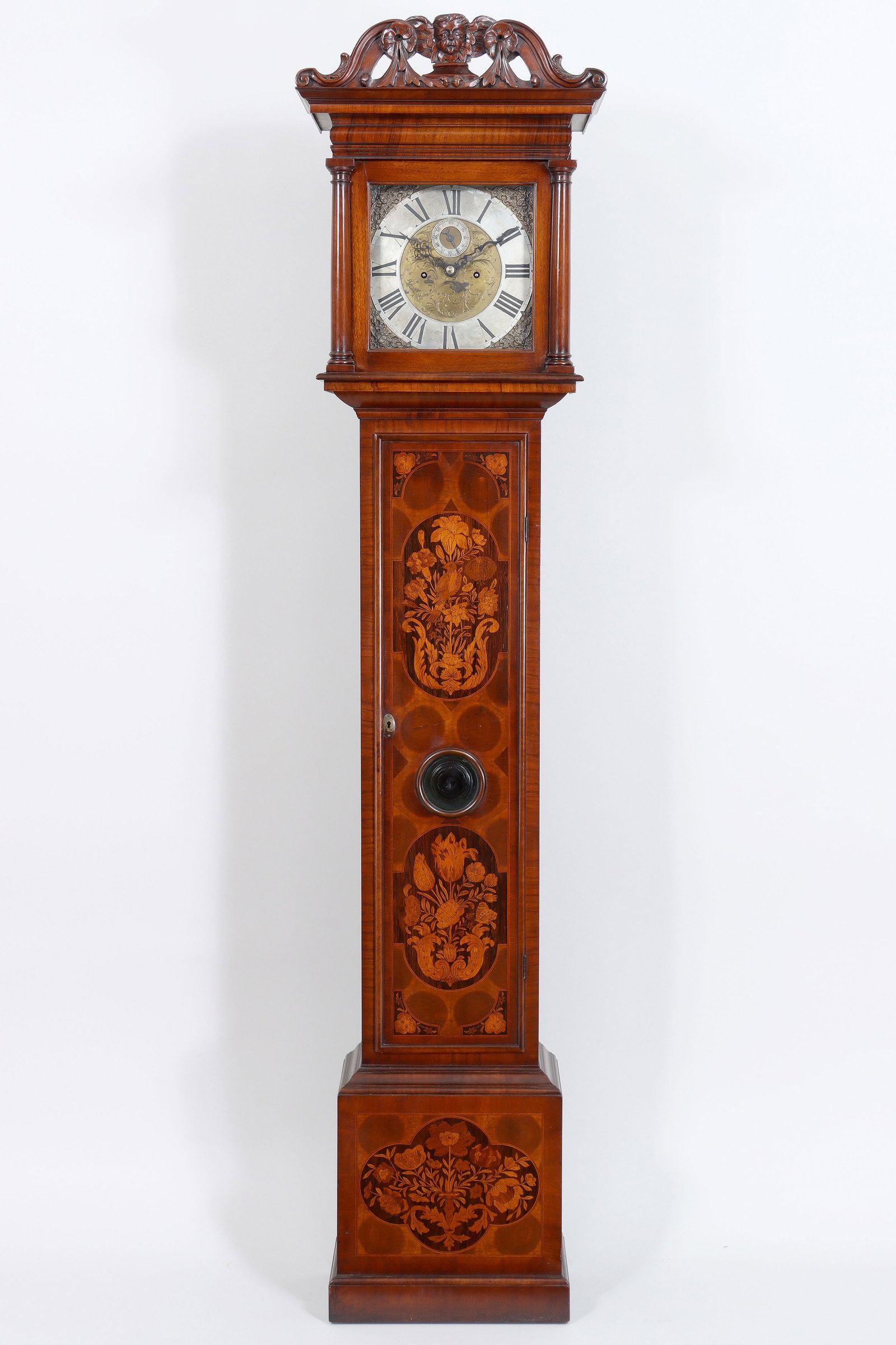 Mahogany Clock with Fruitwood Marquetry Inlay (1 of 12)