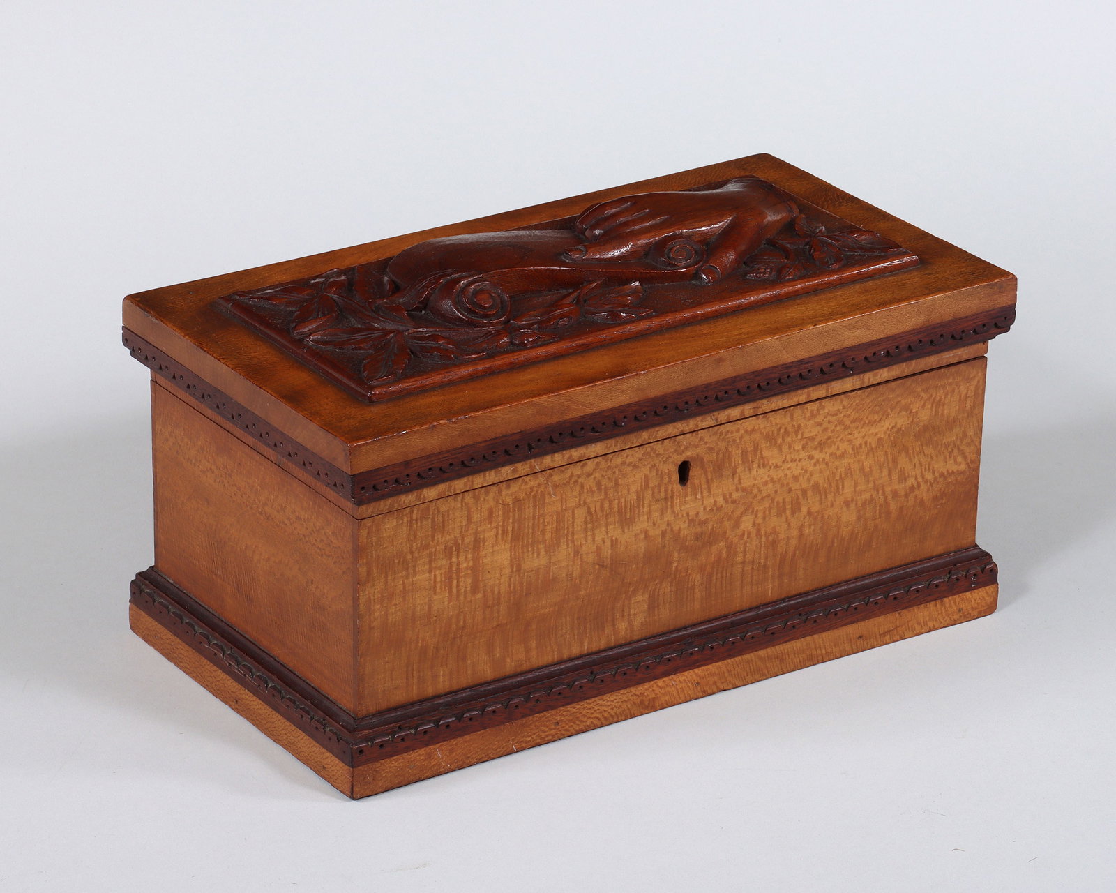 Wood Document Box with Carved Decoration (1 of 9)