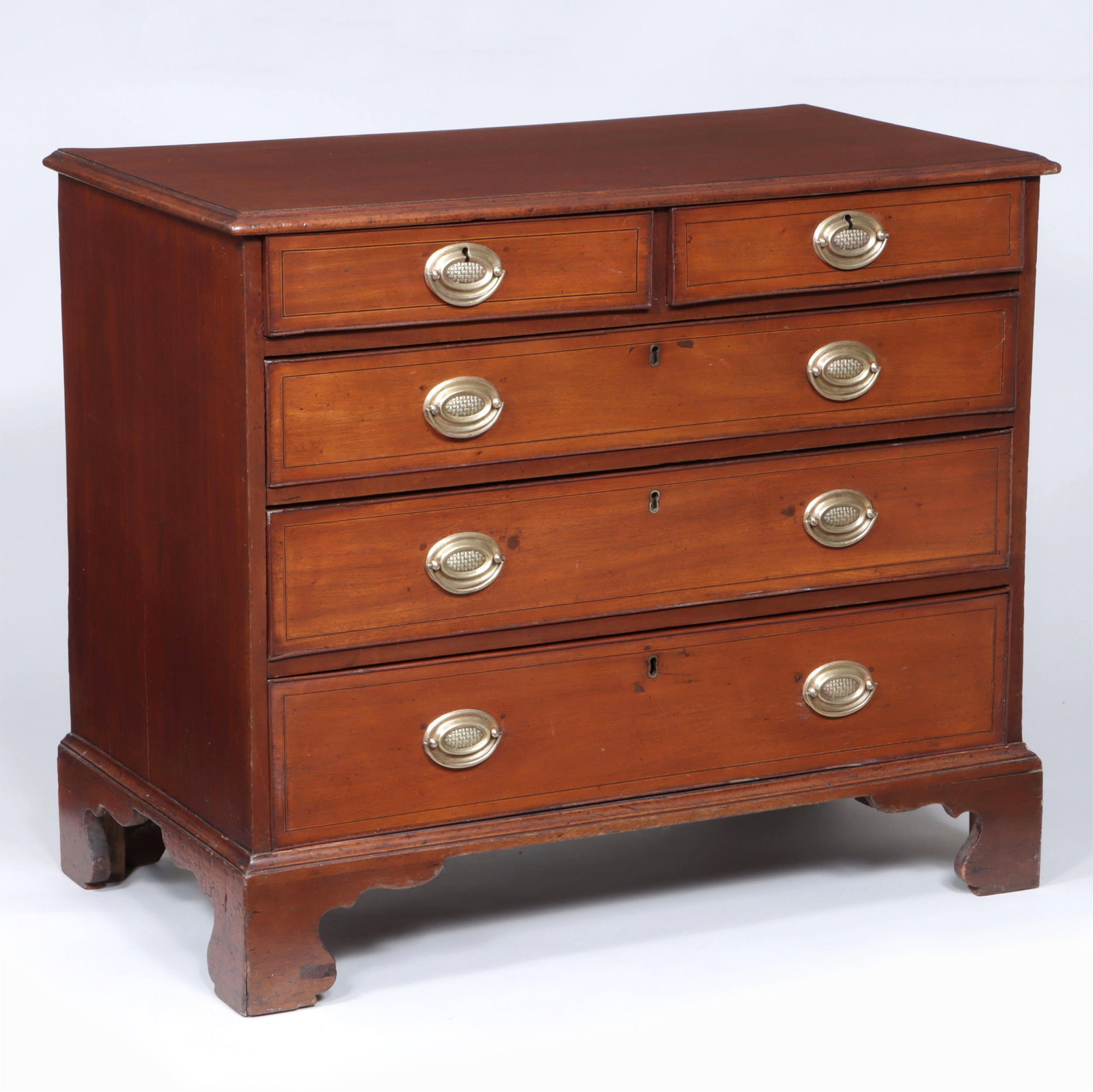 English Chippendale Mahogany Chest: English Chippendale Mahogany Chest having two short drawers over three graduated long drawers, on bracket feet. 31 3/4 x 37 x 20 in. (80.6 x 94 x 50.8 cm.)