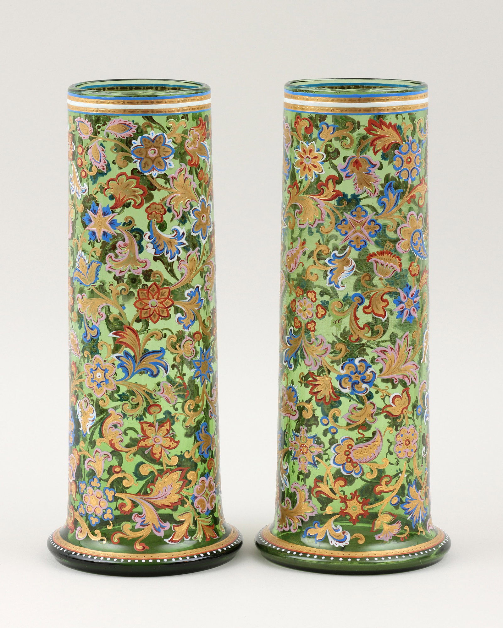 Pair of Enameled Glass Vases (1 of 9)