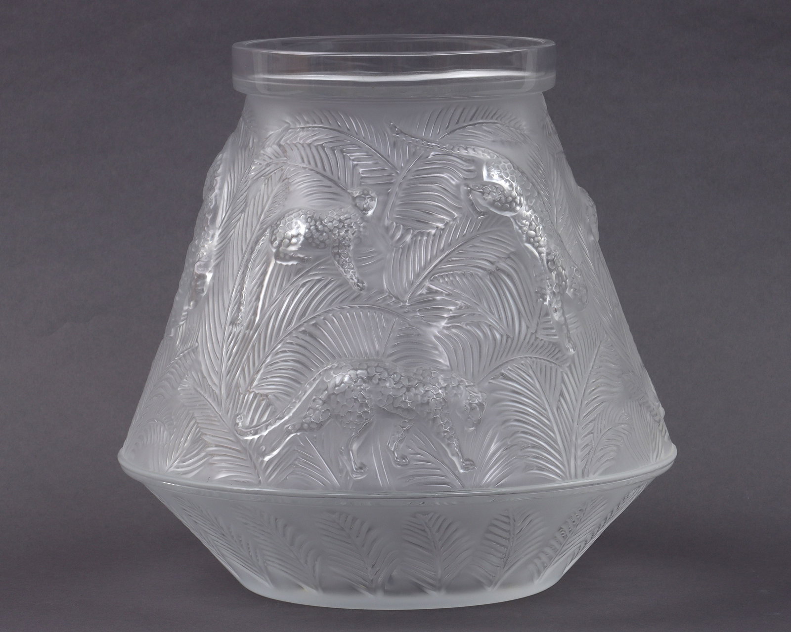 Lalique Frosted Glass "Jungle" Vase (1 of 8)