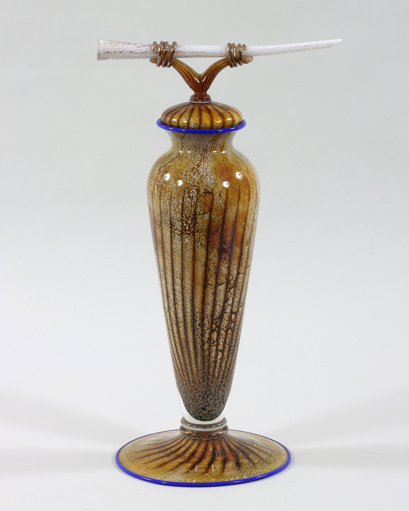 Large Gartner-Blade Art Glass Vase: Large Gartner-Blade Art Glass Covered Vase designed by Danielle Blade (English, 20th/21st century) and Stephen Gartner (American, 20th/21st century), from the "Batik" series, 2000, signed and dated on