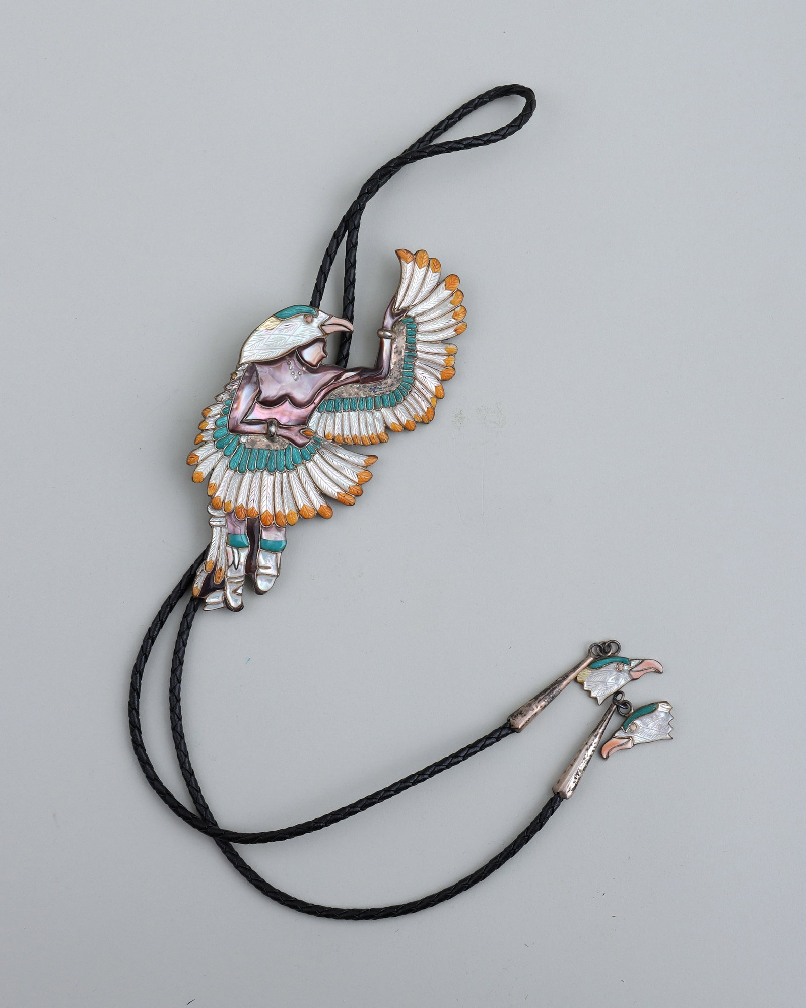 Native American Mosaic Inlay Silver Bolo Ties - 2