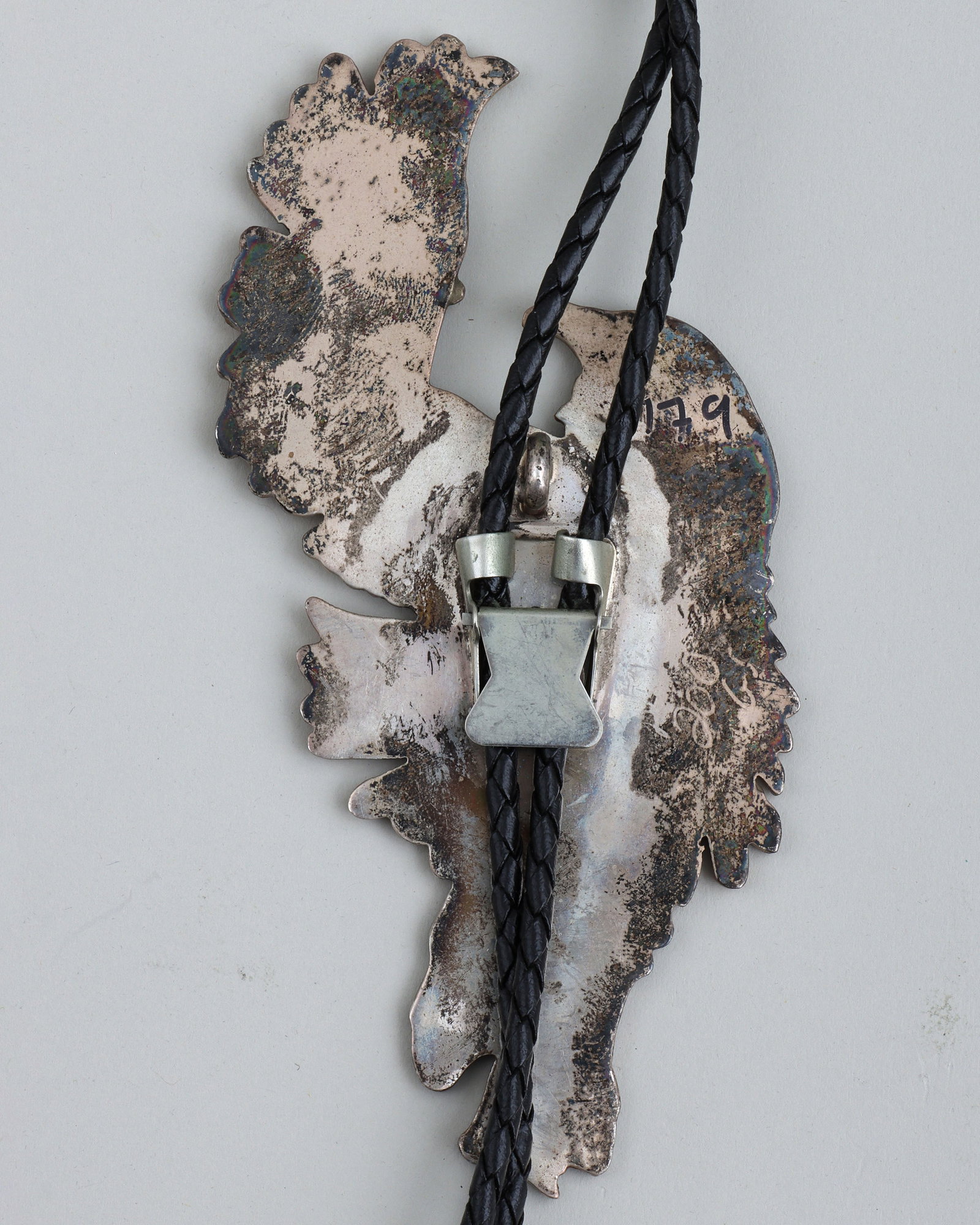 Native American Mosaic Inlay Silver Bolo Ties - 4