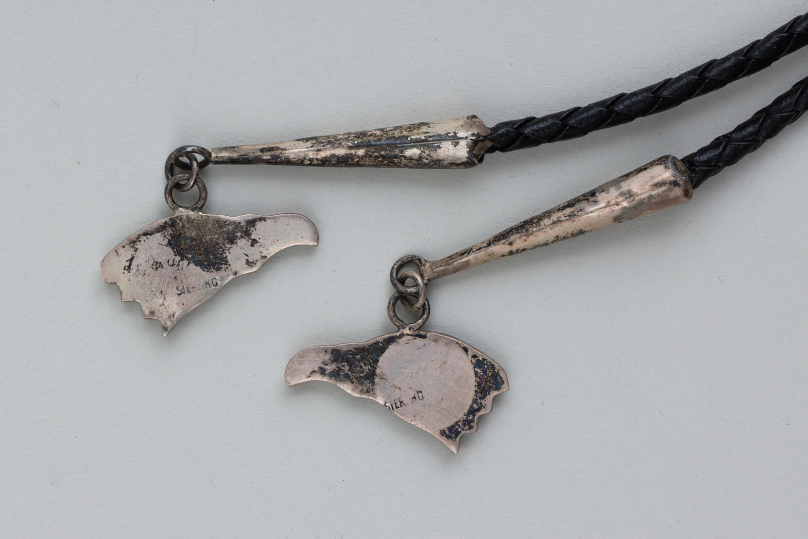 Native American Mosaic Inlay Silver Bolo Ties - 7