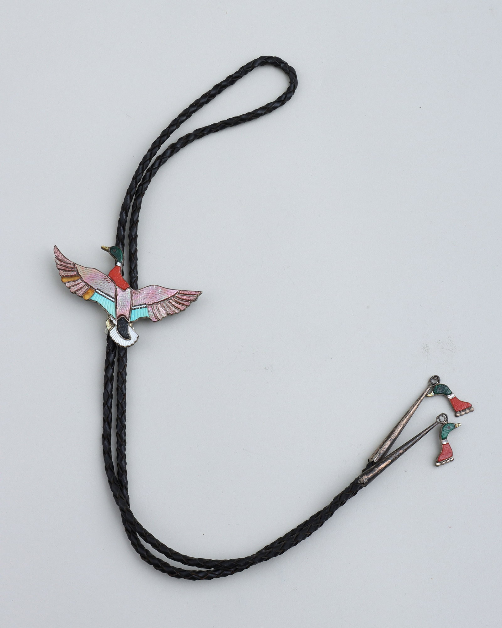 Native American Mosaic Inlay Silver Bolo Ties - 9
