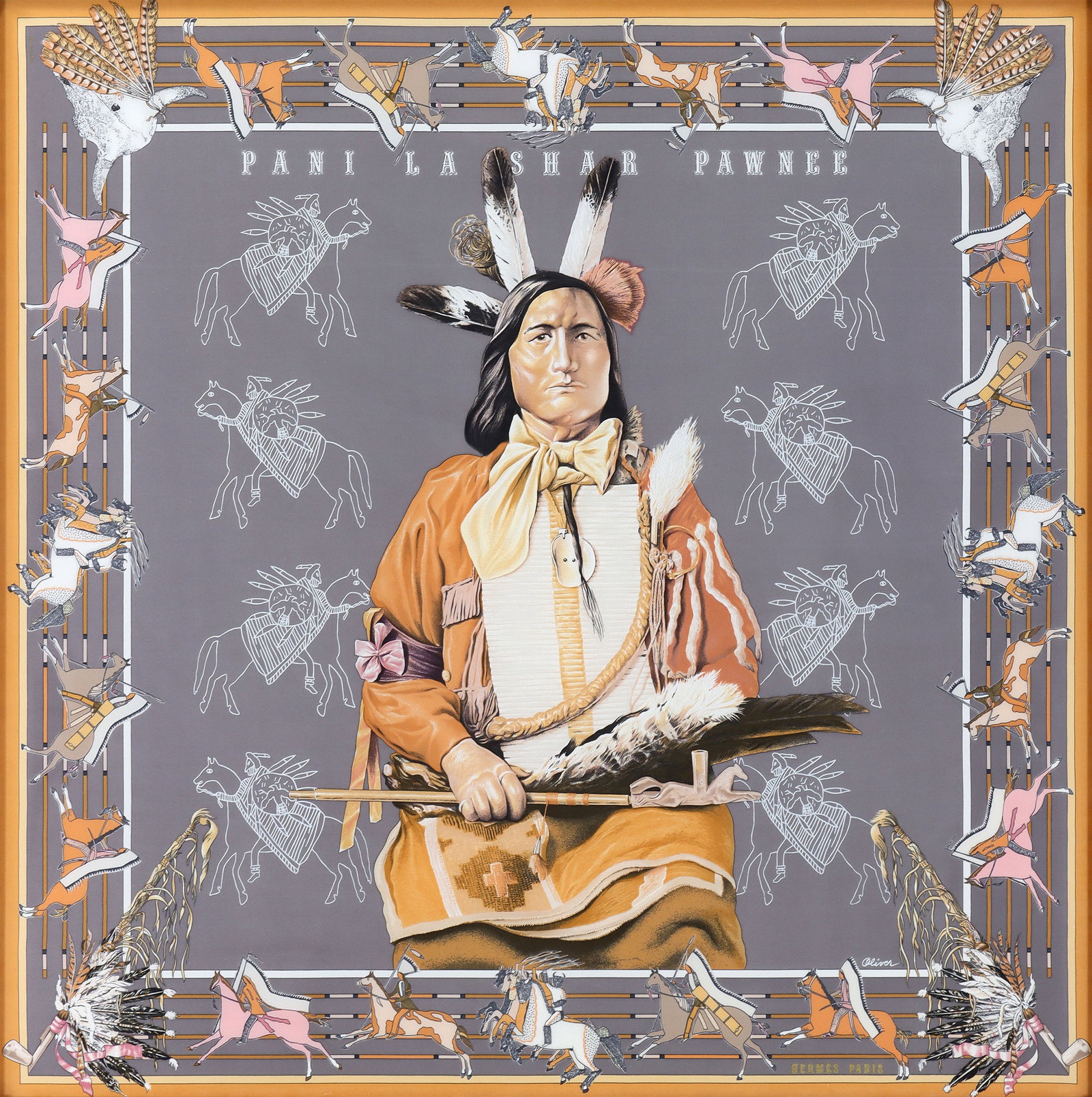 Hermes Framed Silk Scarf (1 of 8)