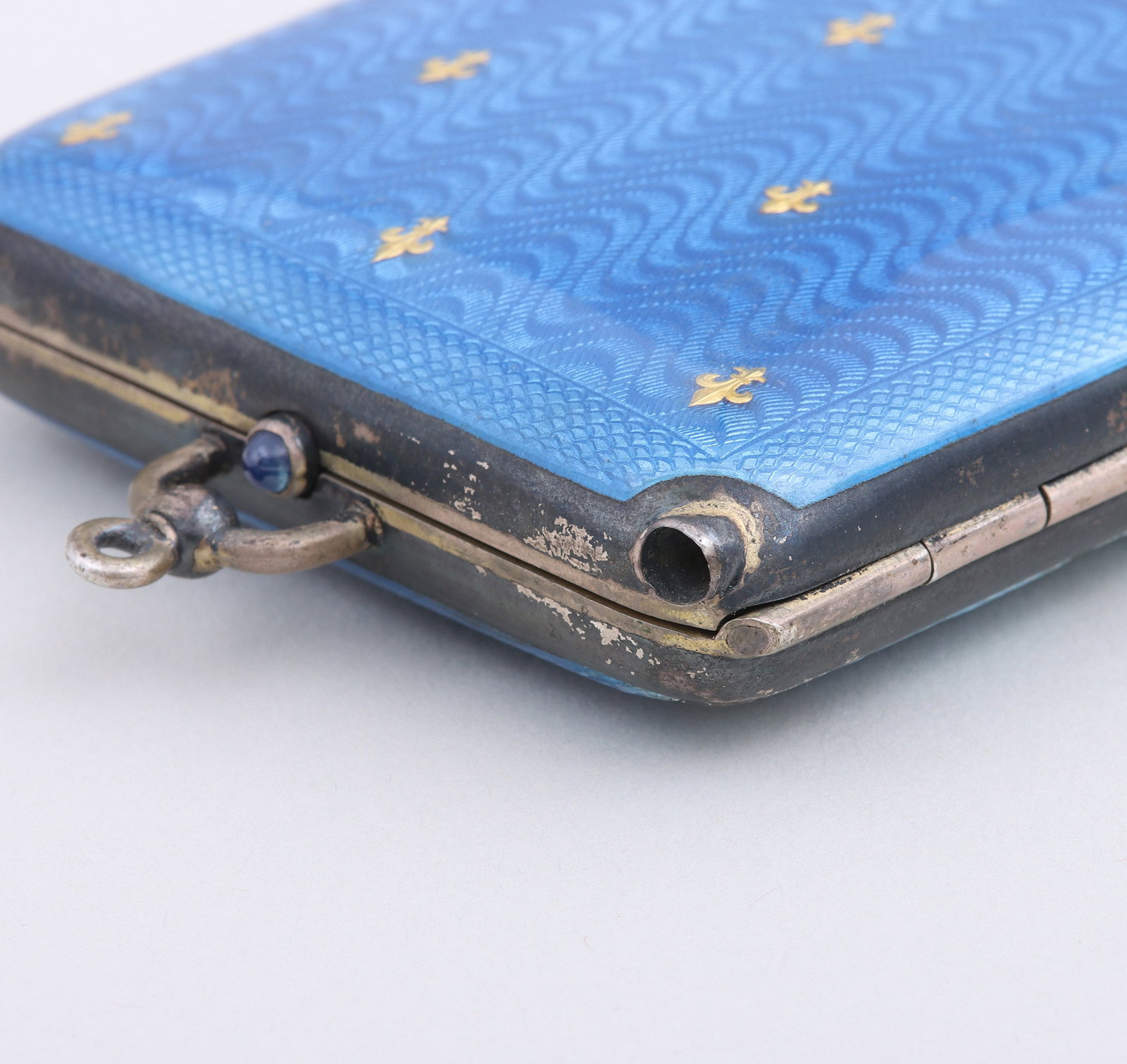 Guilloche Enameled Sterling Compact Case - 7
