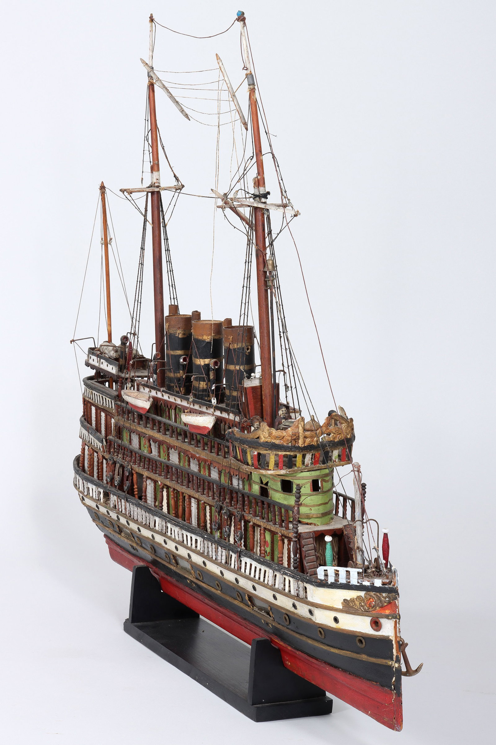 Folk Art Steamship Model - 5