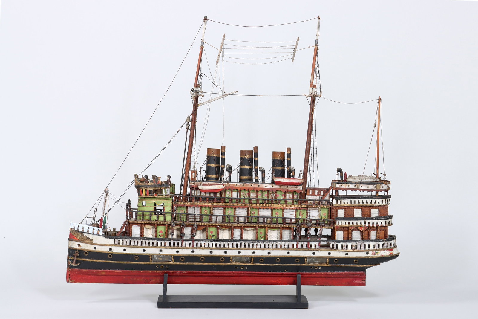 Folk Art Steamship Model - 7