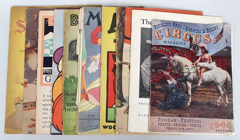 Group of (10) children's books: Group of (10) children's books to include: ''Furry Friends'', F.G. Ashbrook, 1930, Whitman: Racine; ''Ringling Bros and Barnum & Bailey Circus Magazine'', 1944; ''The Story of Bill Bunny'', 1937, Rand