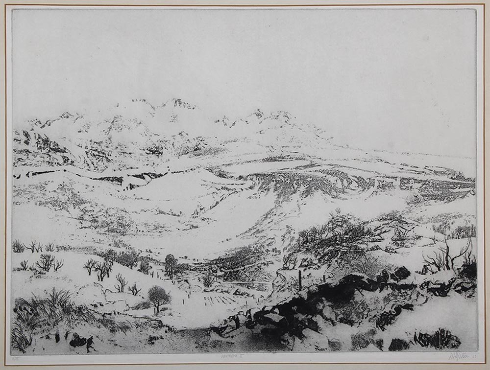 PETER WINSLOW MILTON (American, b. 1930), ''Panorama: PETER WINSLOW MILTON (American, b. 1930), ''Panorama II'', etching, pencil numbered ''15/35'', titled and signed along the bottom, image 17-1/2''h, 23-1/2''w; unframed.