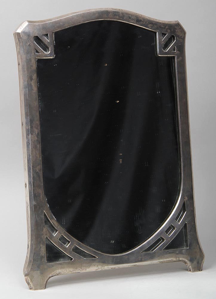 Austrian 800 silver Art Deco table mirror, hallmarks to: Austrian 800 silver Art Deco table mirror, hallmarks to bottom, 21''h, 15-3/4''w. Provenance: Estate of Constantine Kollitus, silver collector and dealer, New York City.