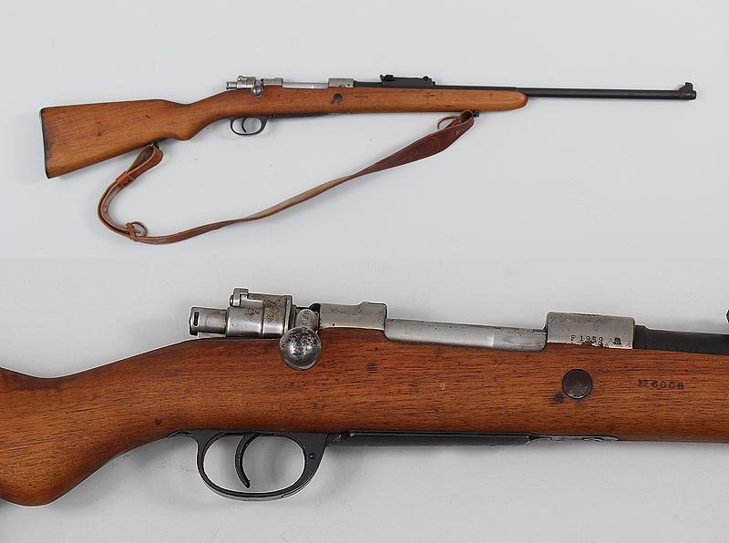 Argentine Mauser model 1909 sporter in 30-06. The satin: Argentine Mauser model 1909 sporter in 30-06. The satin blued barrel measures 24'' with original adjustable sight and round bolt. The stock appears to be made from a cut down original military blank w