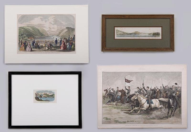 Group of (4) prints of West Point: ''The Prince of: Group of (4) prints of West Point: ''The Prince of Wales at West Point-Artillery Practice October 1860''; ''Graduation Day At West Point-The Cavalry Charge'', after R.F. Zogbaum; ''Ancient View of Wes