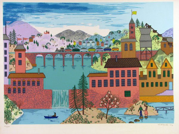 Jack Hofflander Lithograph Pencil Signed & Number: ARTIST: Jack Hofflander TITLE: Mountain Bridge