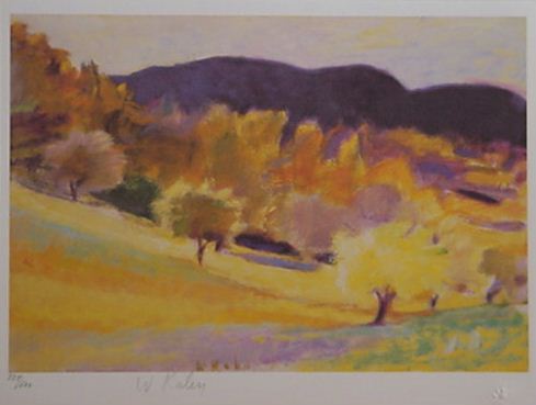 Wolf Kahn Lithograph Pencil Signed & Numbered: ARTIST: Wolf Kahn TITLE: Hillside in Early Summer MEDIUM: Lithograph SIGNED: Pencil Signed - bottom center NUMBERED: 337/500 - bottom left DATED: 1990 DIMENSIONS: 11 x 8 1/2 in CONDITION: Excell